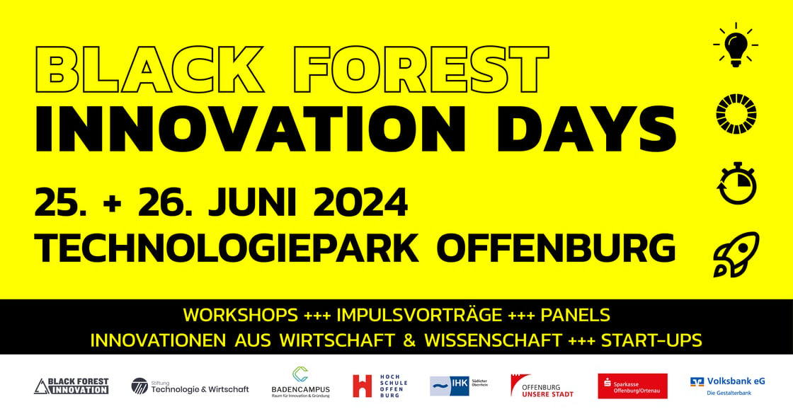 Plakat mit Zeit, Ort und Partner der Black Forest Innovation Days
